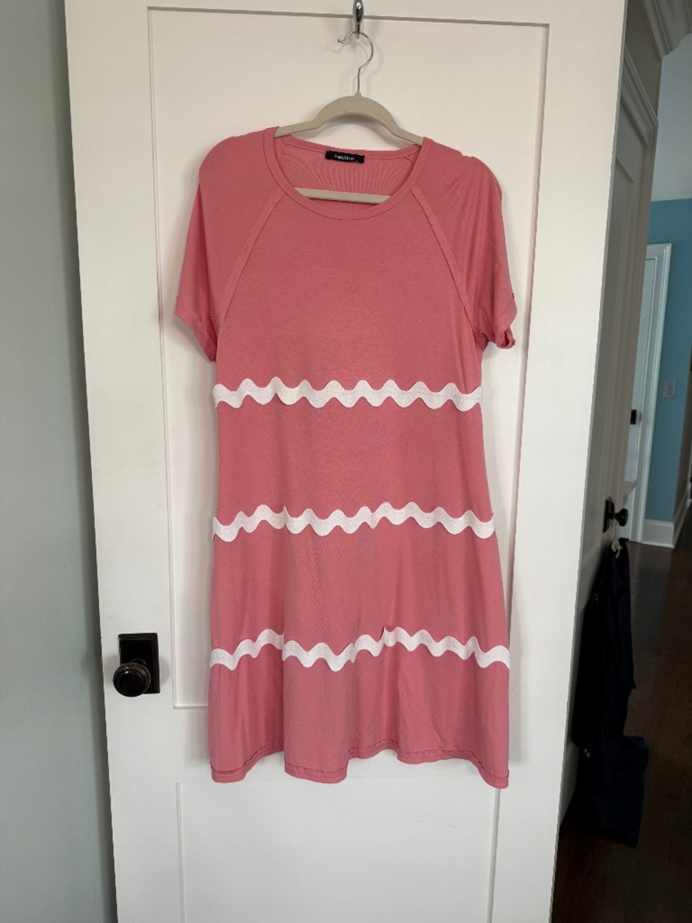 Pink Dress with Ric Rac Trim & Pockets Size S